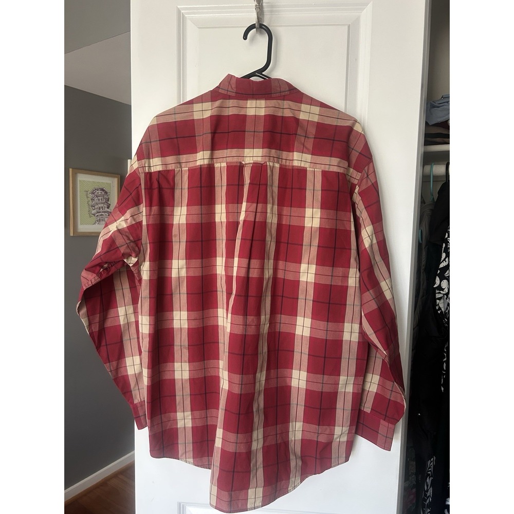 Pendleton Dress Shirt Button Up 100% Cotton Men's Size Large Red Plaid - Picture 2 of 4